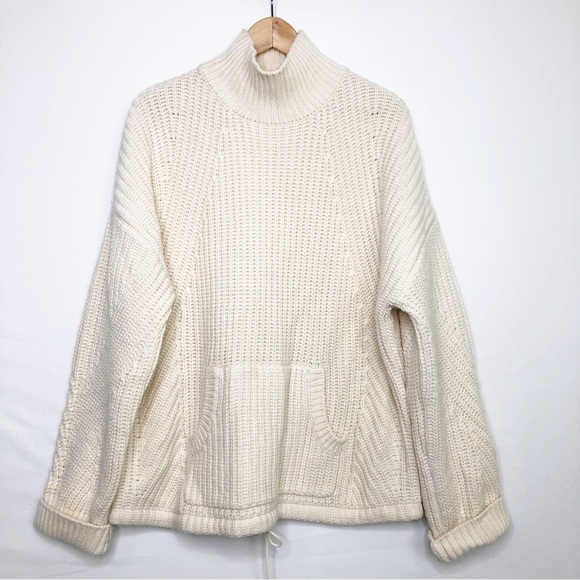 J Crew cream chunky merino wool pull over turtleneck sweater - Picture 11 of 11